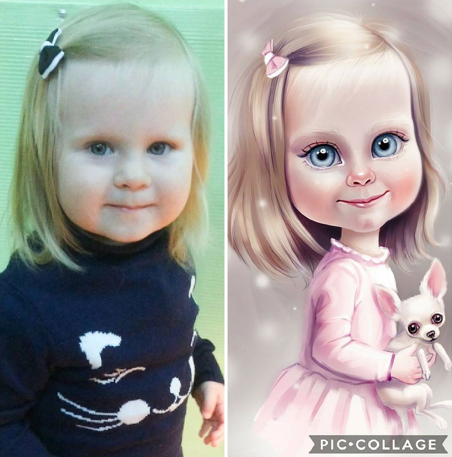 Illustrator Turns Kids Photo Into Cute And Amazing Caricatures