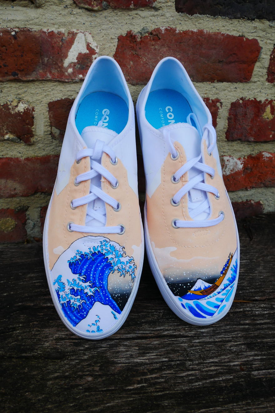 The Great Wave On Converse Shoes
