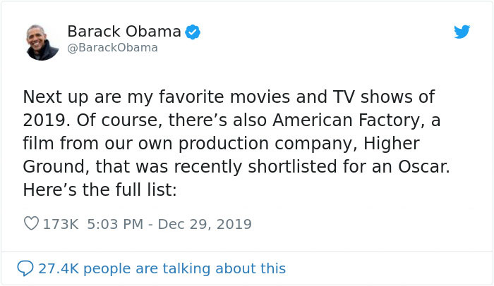 Barack Obama Lists Best Books And Movies Of 2019, Goes Viral On Twitter Barack Obama Lists Best Books And Movies Of 2019, Goes Viral On Twitter