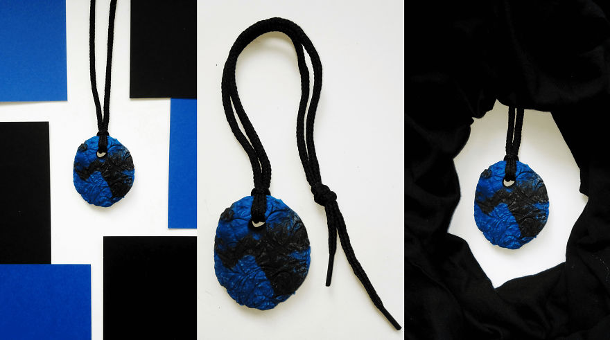 I Used Two Colors Of Clay And Shoelaces To Create Marble Pendants!