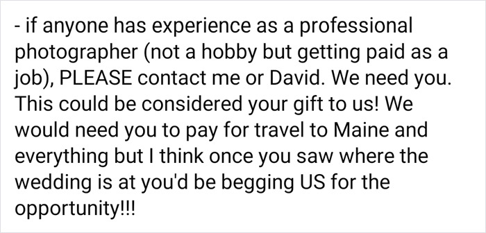 'I'm Not Rich But I Deserve A Nice Wedding', Delusional Bride Expects To Pay Everyone With 'Exposure'