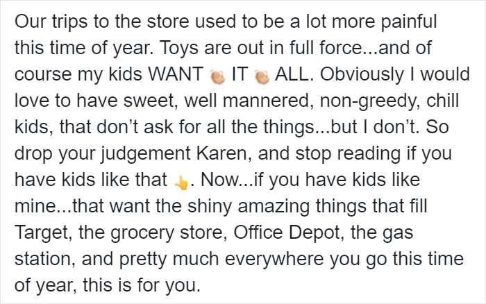 Mom Shares A Christmas Hack To Stop Kids From Begging For Toys In Shops Mom Shares A Christmas Hack To Stop Kids From Begging For Toys In Shops