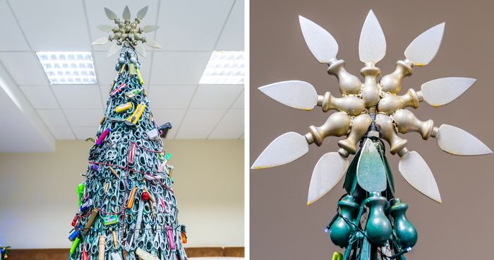 Vilnius Airport Puts A Christmas Tree Made Of Confiscated Items To Highlight The Importance Of Aviation Security