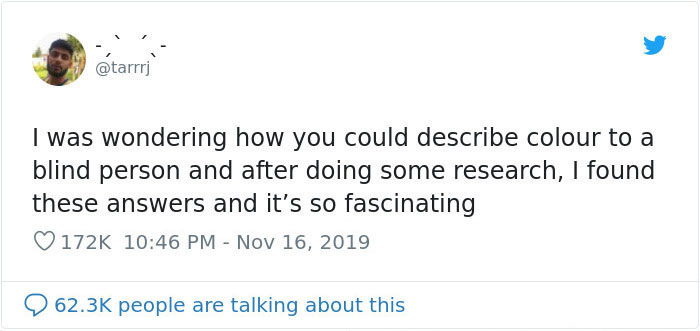 Blind Woman Shares How People Explained Colors To Her When She Was Little, Other People Try Explaining Them Too Blind Woman Shares How People Explained Colors To Her When She Was Little, Other People Try Explaining Them Too