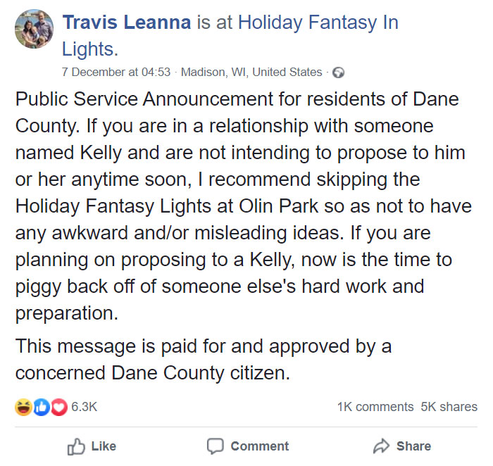 Guy Publicly Proposes To "Kelly" Using Christmas Lights, The Internet Encourages People With GFs Named Kelly To Do The Same Guy Publicly Proposes To "Kelly" Using Christmas Lights, The Internet Encourages People With GFs Named Kelly To Do The Same