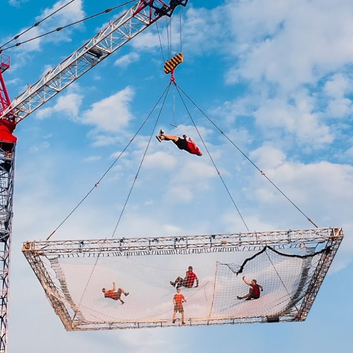 We Built The World’s Biggest Trampoline And Performed Crazy Trampoline Flips And Tricks 100 Ft From The Ground
