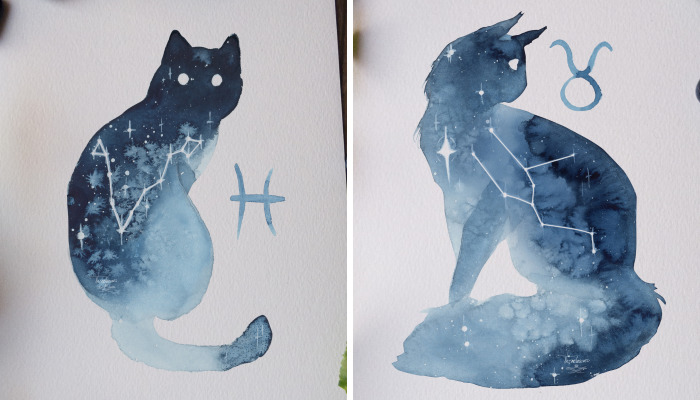 I Painted Twelve Zodiac Sign Constellations As Cats