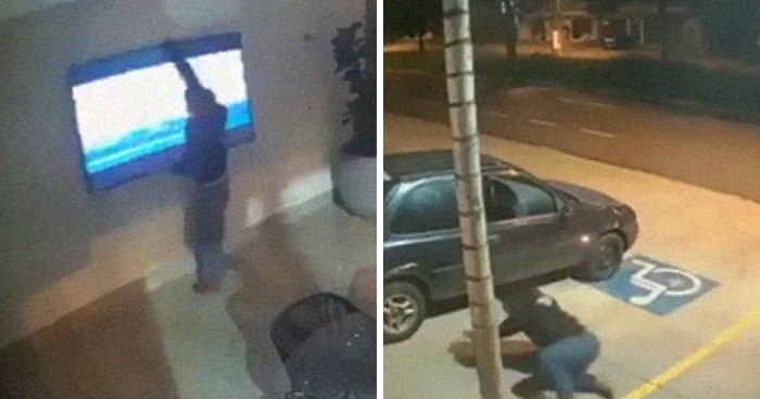 Security Camera Captures Unique Footage Of Thieves Failing So Hard It Looks Like A ’90s Comedy Movie