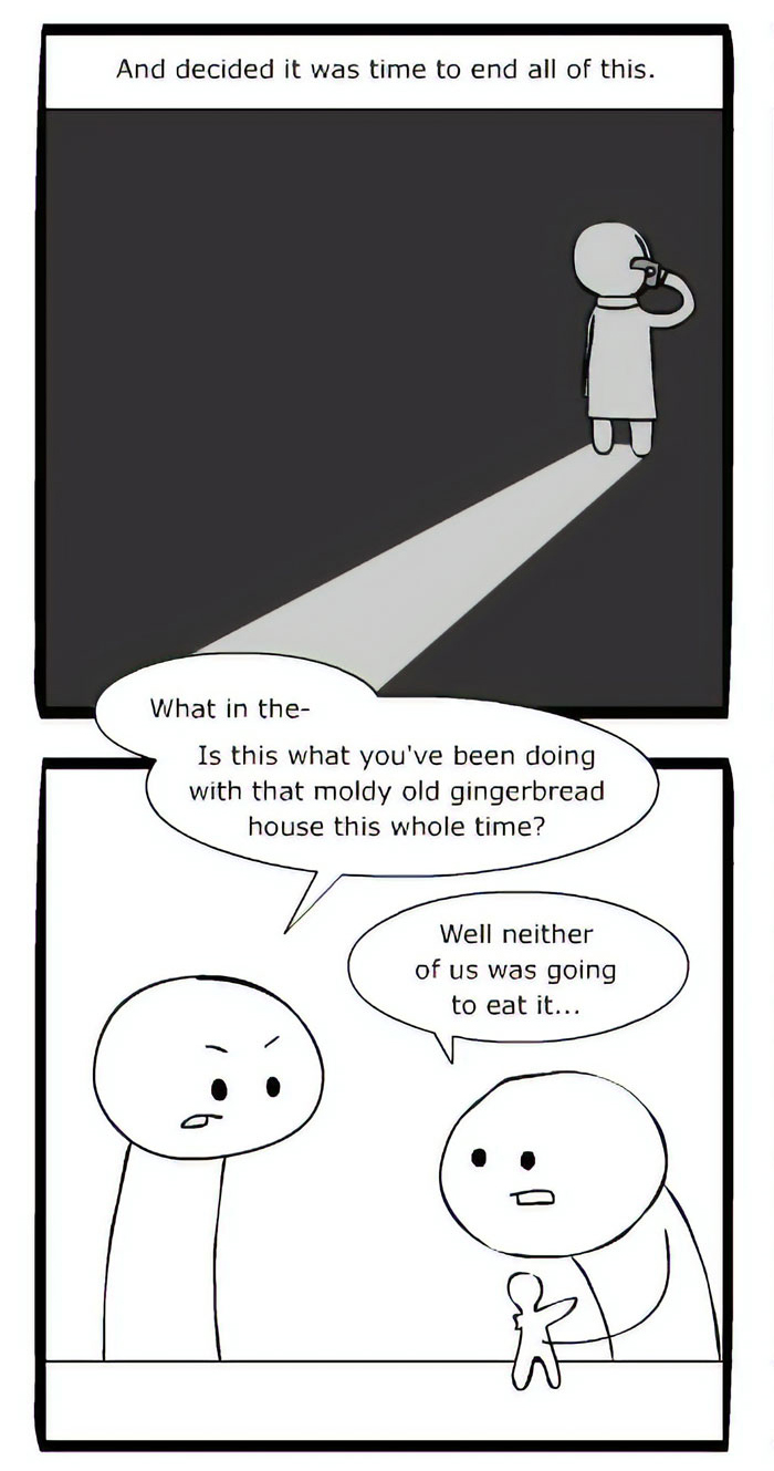 Artist Creates A Disturbing Comic Strip About Gingerbread Houses For Anyone Planning To Make Them