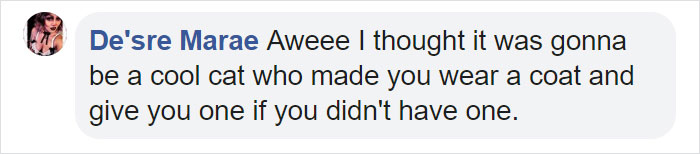 Comment about J&oacute;lak&ouml;tturinn, the Yule Cat, humorously describing it as a kind cat offering coats.