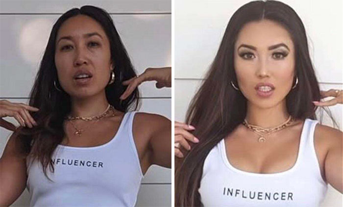  Woman Shows How Easy It Is To Transform Into An “Influencer” With Photoshop. Not Everyone You See Genuinely Looks Like The Picture On The Right