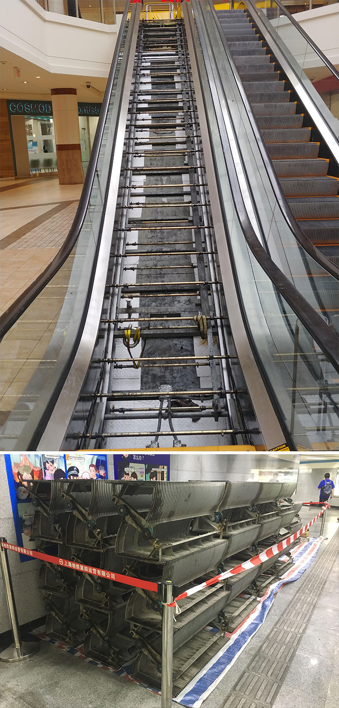 If You've Ever Wondered What's Under The Stairs Of An Escalator