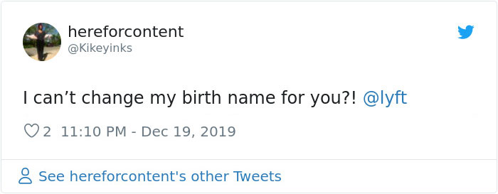 People With 'Offensive' Real Names Get Messages From Lyft Saying They Break 'Guidelines' People With 'Offensive' Real Names Get Messages From Lyft Saying They Break 'Guidelines'