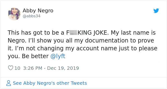 People With 'Offensive' Real Names Get Messages From Lyft Saying They Break 'Guidelines' People With 'Offensive' Real Names Get Messages From Lyft Saying They Break 'Guidelines'
