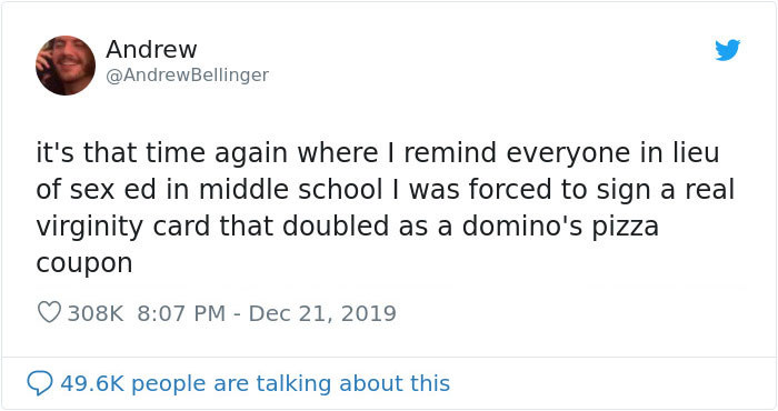 People Are Ridiculing Sex Ed In The USA After One Person Shares How He Had To Sign A Virginity Card That Was Also A Pizza Coupon People Are Ridiculing Sex Ed In The USA After One Person Shares How He Had To Sign A Virginity Card That Was Also A Pizza Coupon