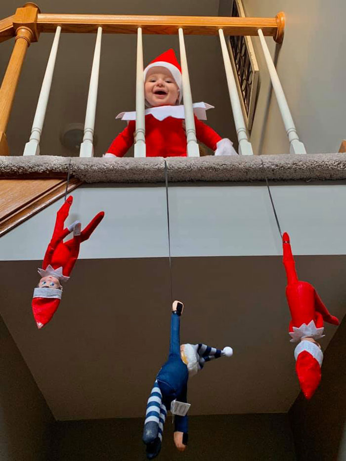 Every Advent Day This Mom Took A Photo Of Her Baby, Dressed As A Baby Elf On The Shelf