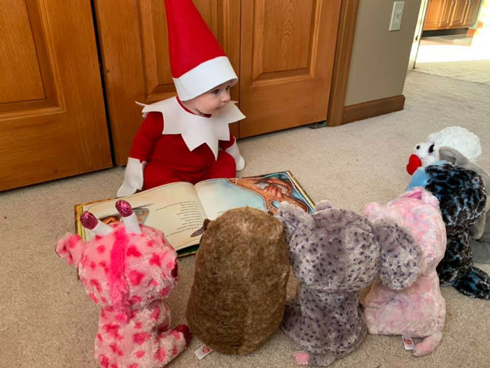 Every Advent Day This Mom Took A Photo Of Her Baby, Dressed As A Baby Elf On The Shelf