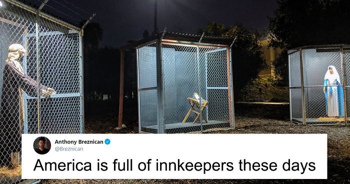 Church Sparks Heated Reactions By Putting Jesus, Mary, Joseph In Separate Cages, Separated By The Border Patrol