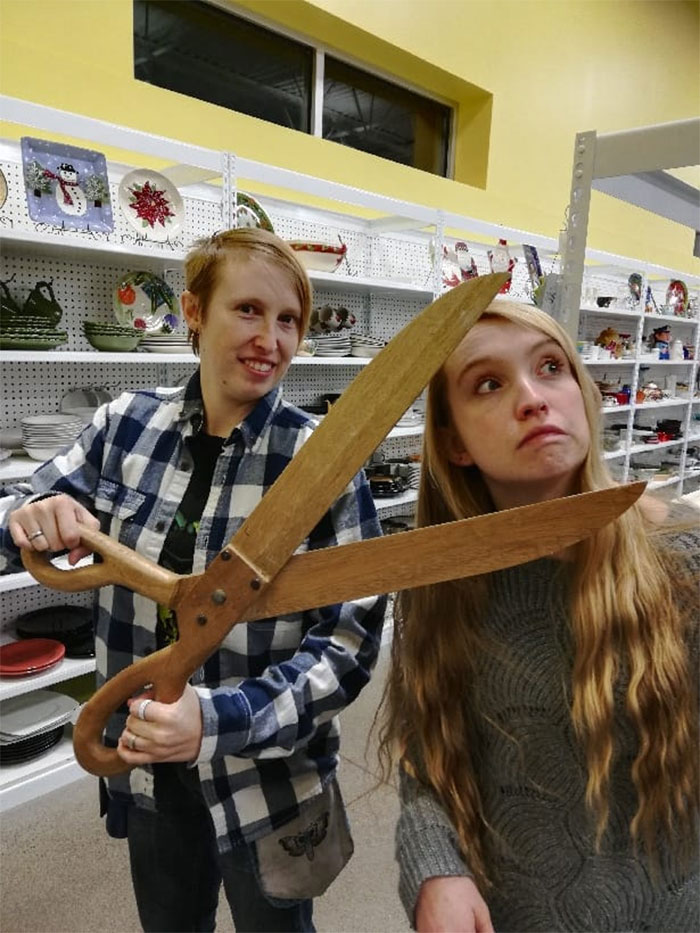 Found Some Large Scissors And Immediately Tried To Cut A Branch Off My Family Tree (Namely My Baby Sister)!