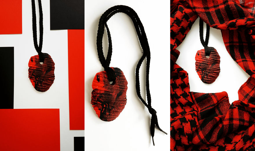 I Used Two Colors Of Clay And Shoelaces To Create Marble Pendants!