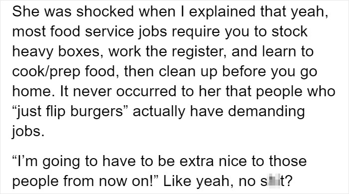 'Guys. She Quit After One Shift': Person From An Office Job Tries Working In A Food Service Job, Gets A Reality Check