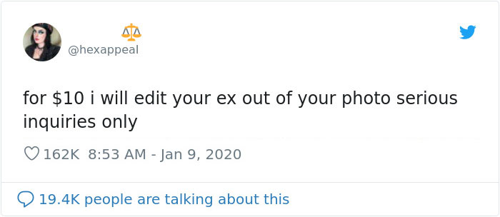 Woman On Twitter Is Asking For $10 To Edit Out Your Ex From Photos And People Post The Results Woman On Twitter Is Asking For $10 To Edit Out Your Ex From Photos And People Post The Results