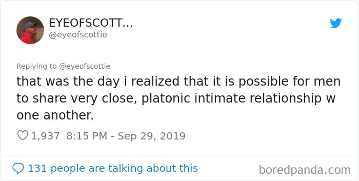 Guy Shares His Experience That Made Him Realize How Important Platonic Intimacy Between Men Is Guy Shares His Experience That Made Him Realize How Important Platonic Intimacy Between Men Is