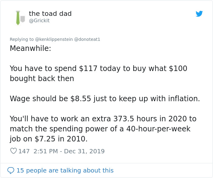 Someone Compares The Minimum Wage In 2010 vs 2020, And If That’s Not Sad Enough, Other People Share More Statistics