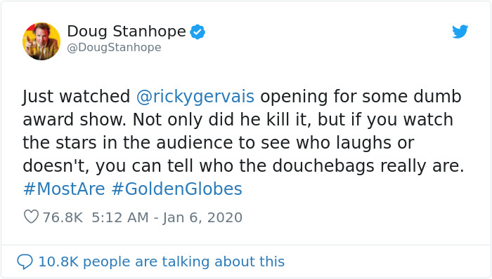 Hollywood Did Not Appreciate Ricky Gervais Roasting Them With His Golden Globes Monologue Hollywood Did Not Appreciate Ricky Gervais Roasting Them With His Golden Globes Monologue