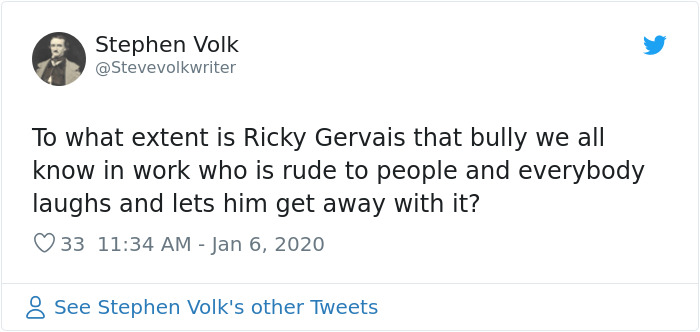 Hollywood Did Not Appreciate Ricky Gervais Roasting Them With His Golden Globes Monologue Hollywood Did Not Appreciate Ricky Gervais Roasting Them With His Golden Globes Monologue