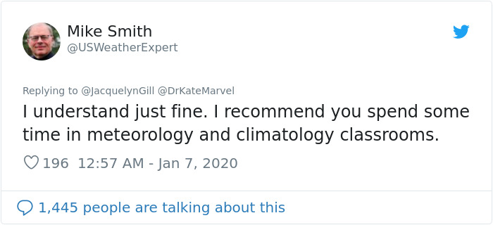 Ecologist Serves A Massive Burn To Founder Of AccuWeather After He Tells Her To Get Educated Ecologist Serves A Massive Burn To Founder Of AccuWeather After He Tells Her To Get Educated