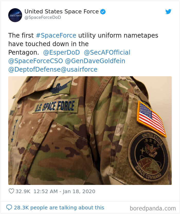 The US Space Force Reveals Its New Camouflage Uniform, People Offer More Suitable Alternatives The US Space Force Reveals Its New Camouflage Uniform, People Offer More Suitable Alternatives