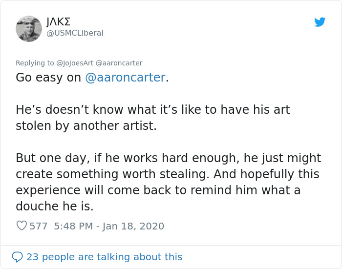 Artist Calls Out Aaron Carter For Ripping Off His Artwork To Promote Merch, And His Reply Is Even Worse Than The Stealing Artist Calls Out Aaron Carter For Ripping Off His Artwork To Promote Merch, And His Reply Is Even Worse Than The Stealing