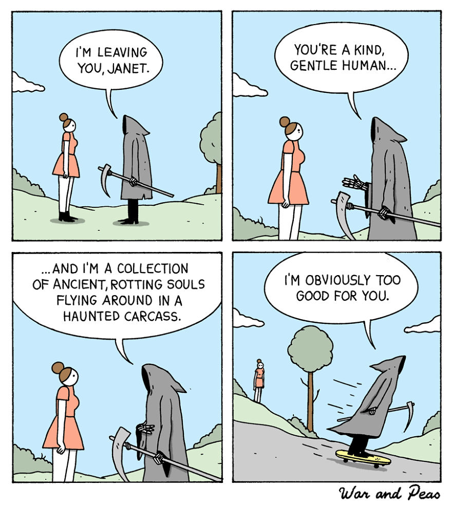 Hilarious, Dark And Relatable Comic Strips By War And Peas