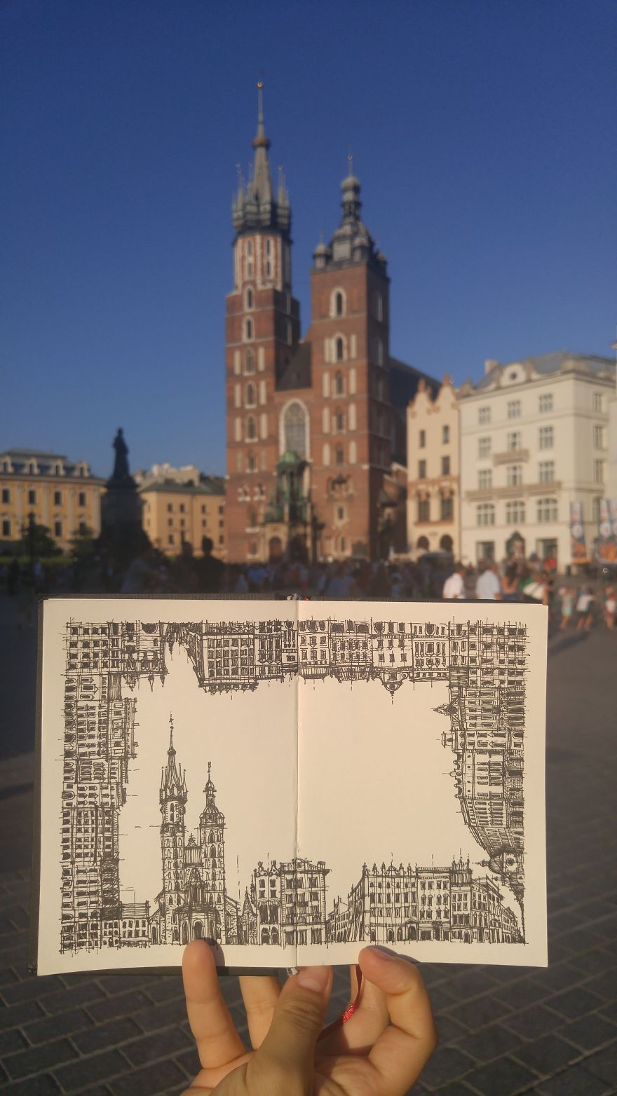 My Dear Lovely Erasmus City Of Krakow, Poland Will Now Be Forever In My Heart And Sketchbook With This Perimeter Composition Of Its Old Town