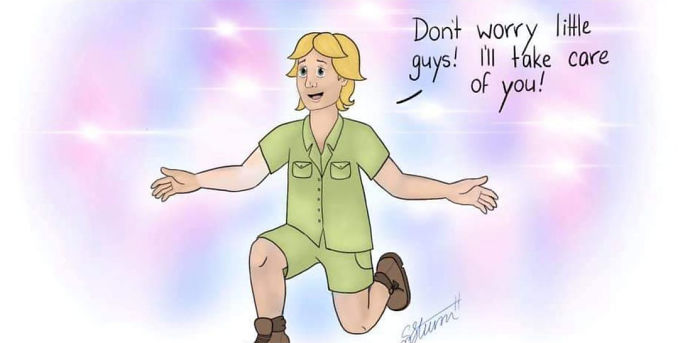 People Are Tearing Up Over This Cartoon Of Steve Irwin Welcoming Animals Killed In The Australian Bushfires