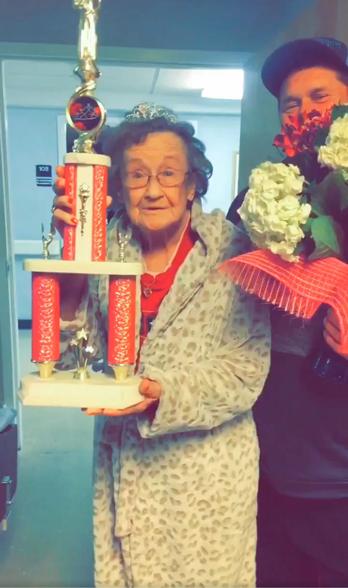 My Nanny Won The Beauty Pageant At Her Nursing Home And She Is Flexing So Hard