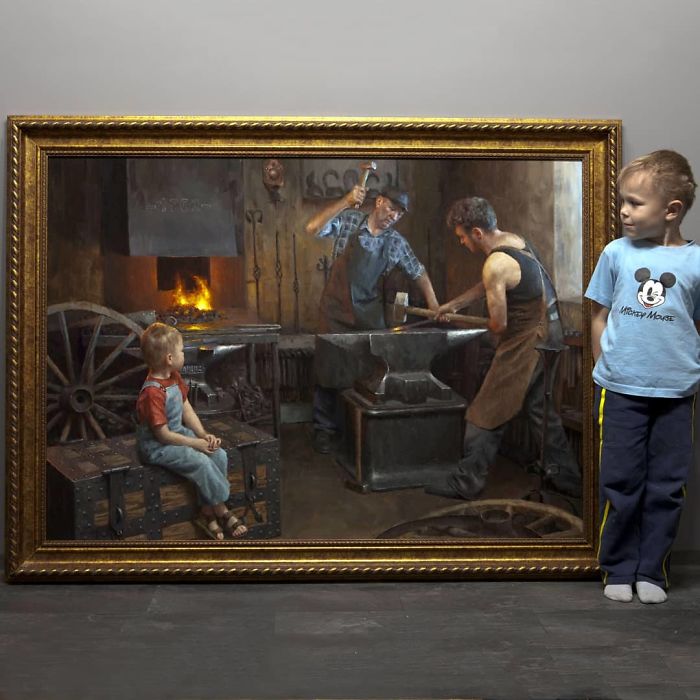 Polish Painter Puts Model And Painting Of Himself Side By Side And The Result Is Impressive