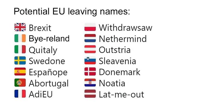 The Internet Made A List Of Potential EU Leaving Names And It’s Awesome