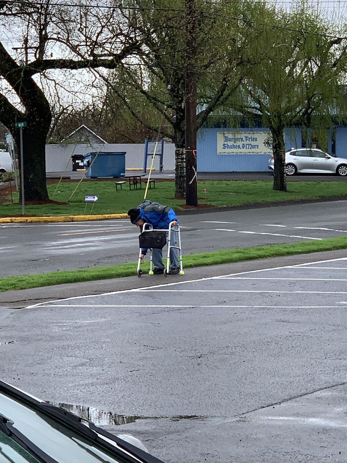 For At Least 13 Years, Rain Or Shine This Little Old Man Spends Every Morning Walking Around Our Tiny Town Picking Up Trash