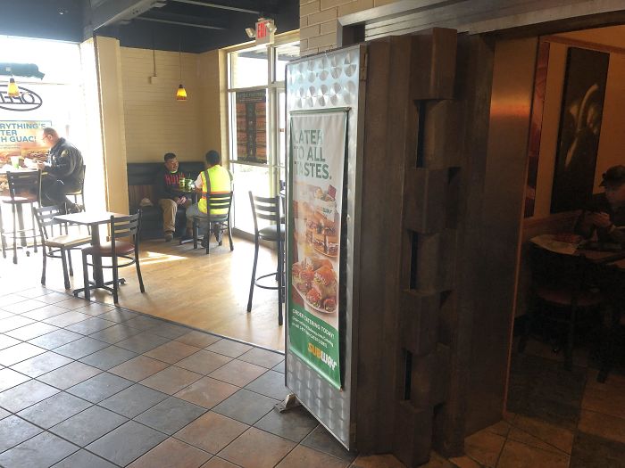 The Subway I Went To Today Used To Be A Bank. Instead Of Removing The Vault They Just Added More Seating Inside