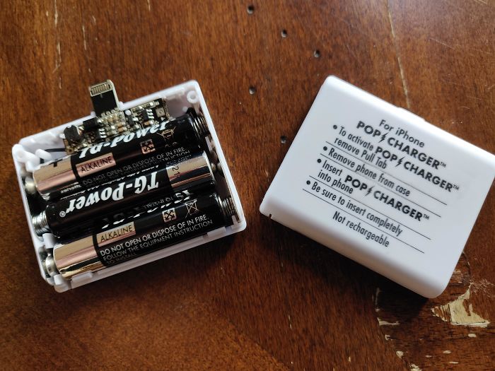 Found Out That This "One Time Use" iPhone Charger Has Replacable AAA Bateries Inside