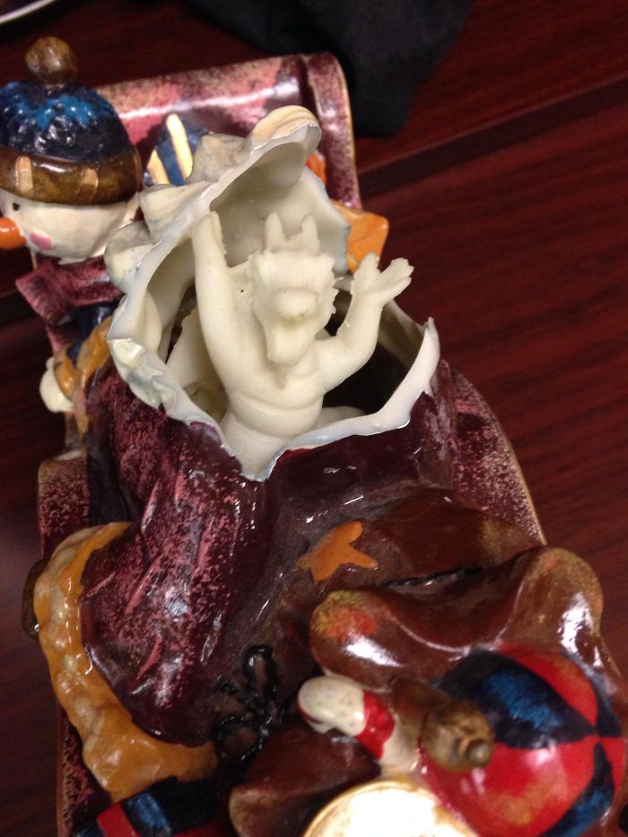Ceramic Santa Head Broke Off And Found This Inside