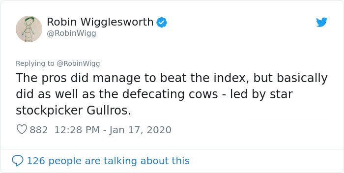 Norwegian TV Tests The Judgement Of Professional Stockbrokers Against Astrology, Beauty Bloggers, And Cow Poop Norwegian TV Tests The Judgement Of Professional Stockbrokers Against Astrology, Beauty Bloggers, And Cow Poop