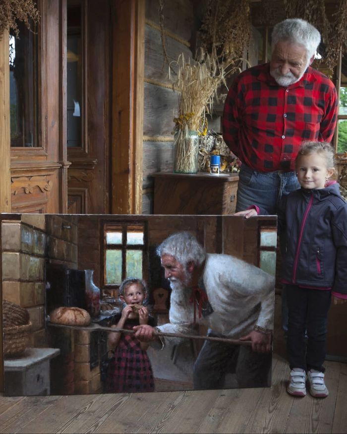 Polish Painter Puts Model And Painting Of Himself Side By Side And The Result Is Impressive