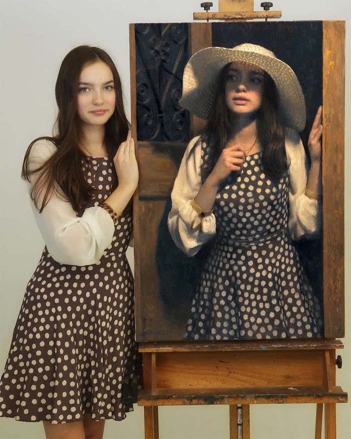 Polish Painter Puts Model And Painting Of Himself Side By Side And The Result Is Impressive