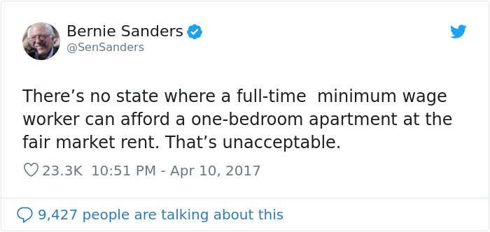 This Person Tries To Fact Check Bernie Sanders For Saying No One Can Afford An Apartment On Minimum Wage, Gets Shut Down This Person Tries To Fact Check Bernie Sanders For Saying No One Can Afford An Apartment On Minimum Wage, Gets Shut Down