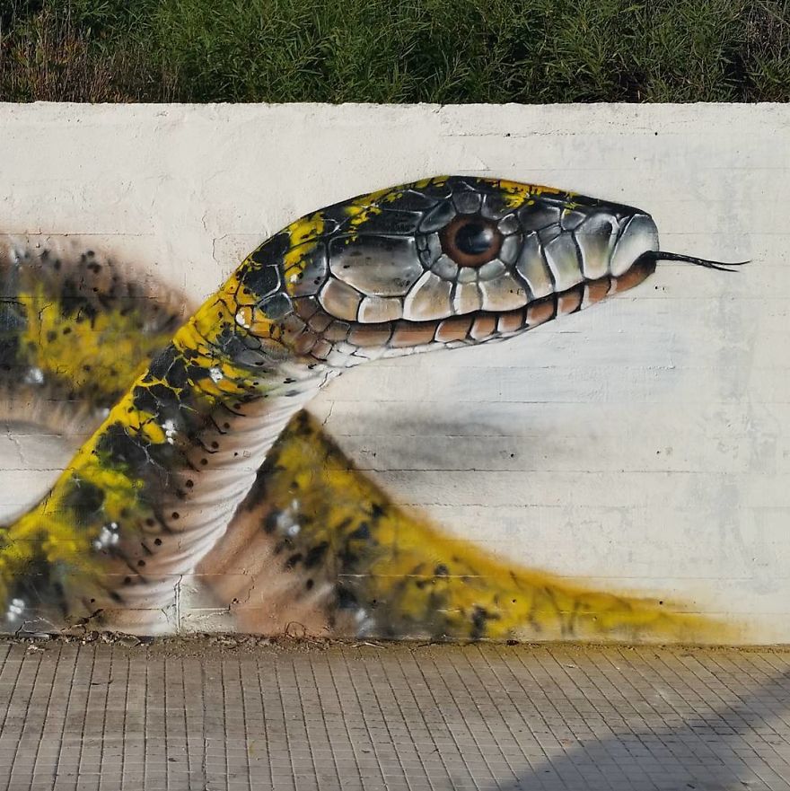 This Street Performer Beautifies The Walls And Empty Spaces Of His City With His Stunning 3D Art.