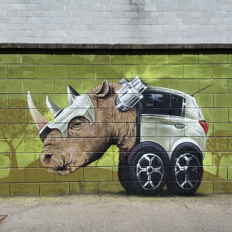 This Street Performer Beautifies The Walls And Empty Spaces Of His City With His Stunning 3D Art.