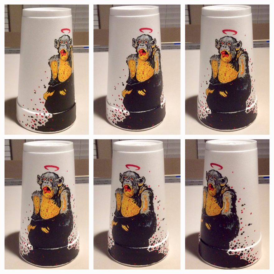 I Create Disposable Art On Styrofoam Cups